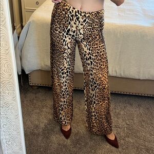 Leopard Print Wide-Leg low rise cotton Pants Sz2